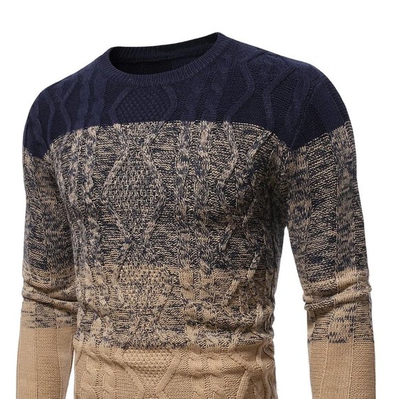 Other - Casual Multicolor Cable Knit Men's Color Block Swe